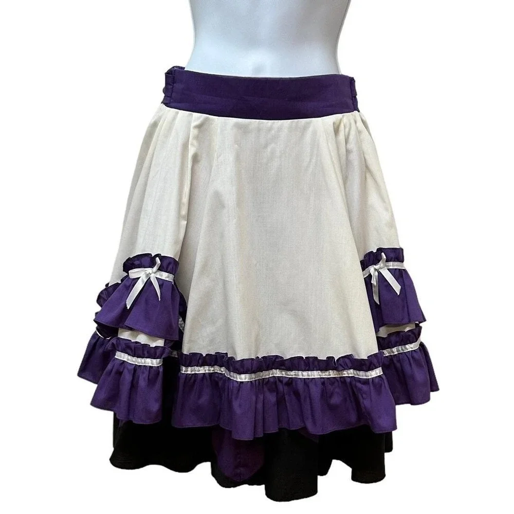 Square Up Fashions Square Dance Skirt Apron Scarf Set Purple White Star USA S